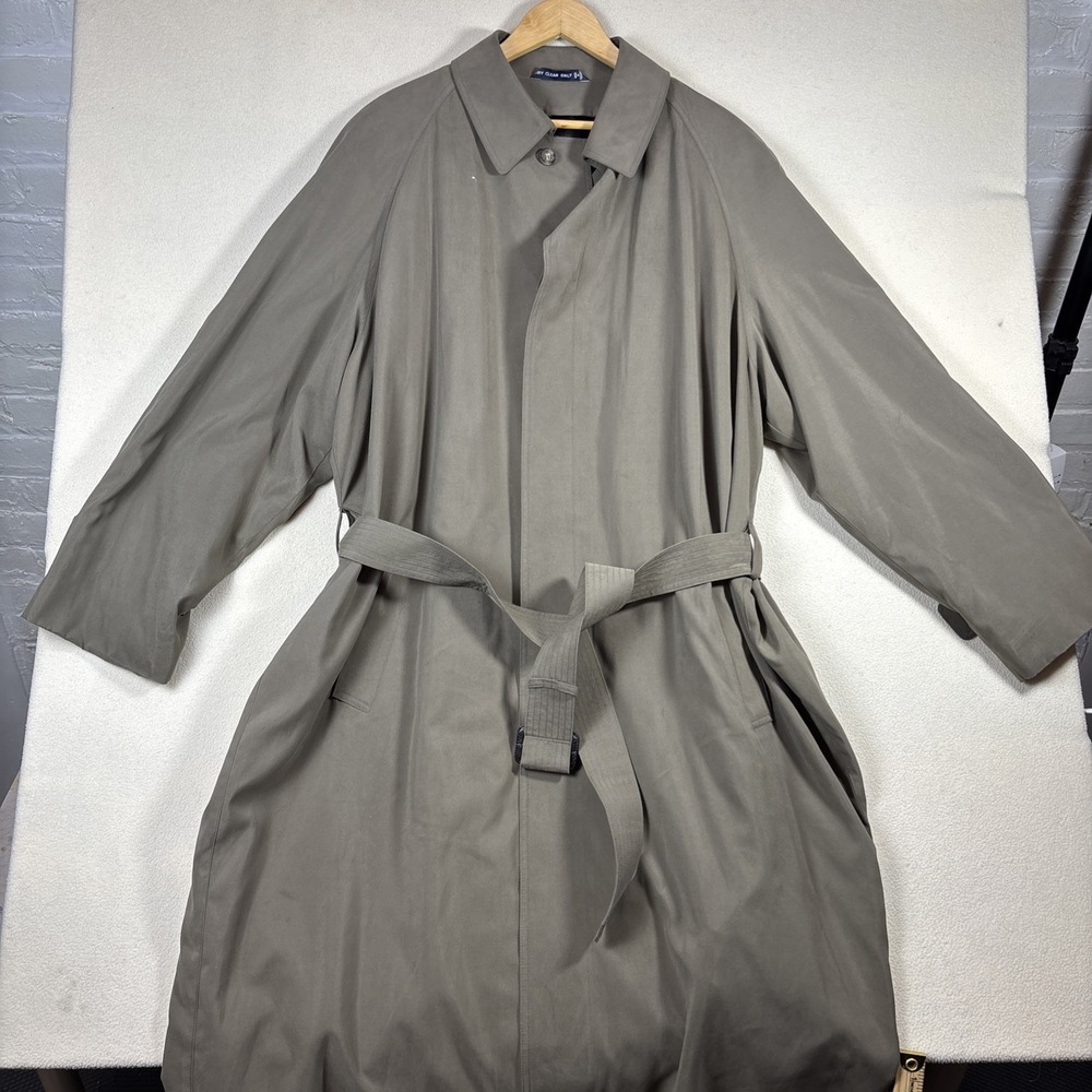 Chaps Ralph Lauren, Men's 46L Olive Rain Trench Overcoat Full Button Up‎ Liner